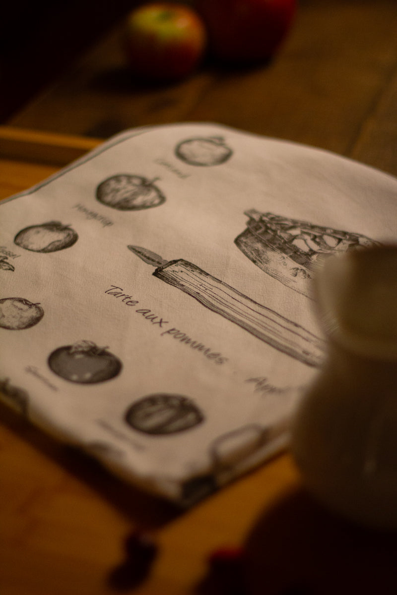 Linge à vaisselle en coton sac de farine - Tarte aux pommes