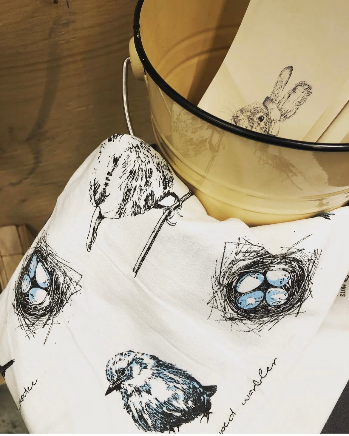 Linge à vaisselle en coton sac de farine - Oiseaux