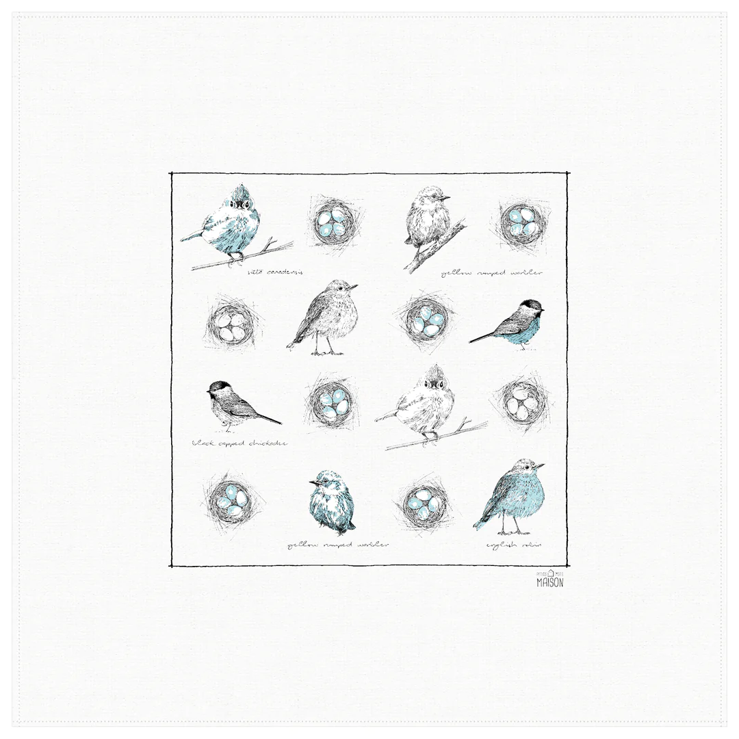 Linge à vaisselle en coton sac de farine - Oiseaux
