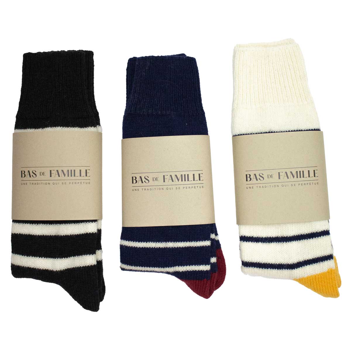 Bas de Famille - Marine & Rouge
