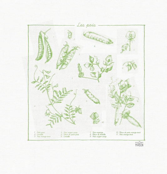 Linge à vaisselle en coton sac de farine . Les Pois